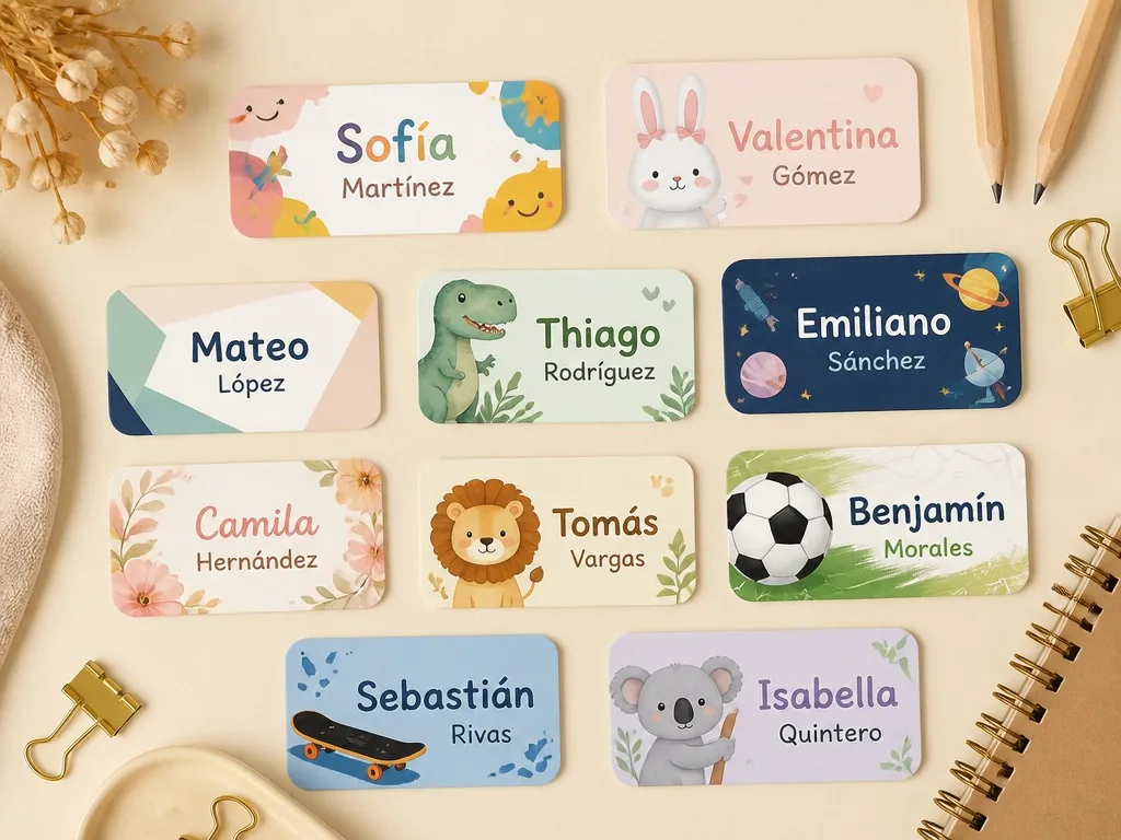 Estilos de etiquetas escolares personalizadas